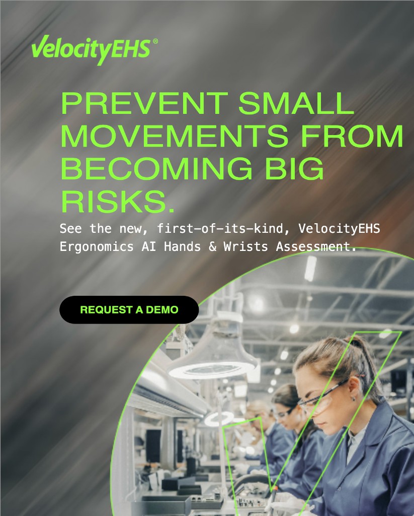VelocityEHS Ergonomics AI Hands and Wrists Assessment — prevent small movements from becoming big risks